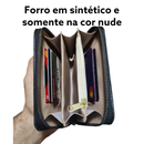 Carteira Feminina em couro premium com porta cartões cédulas documentos e porta moedas com ziper