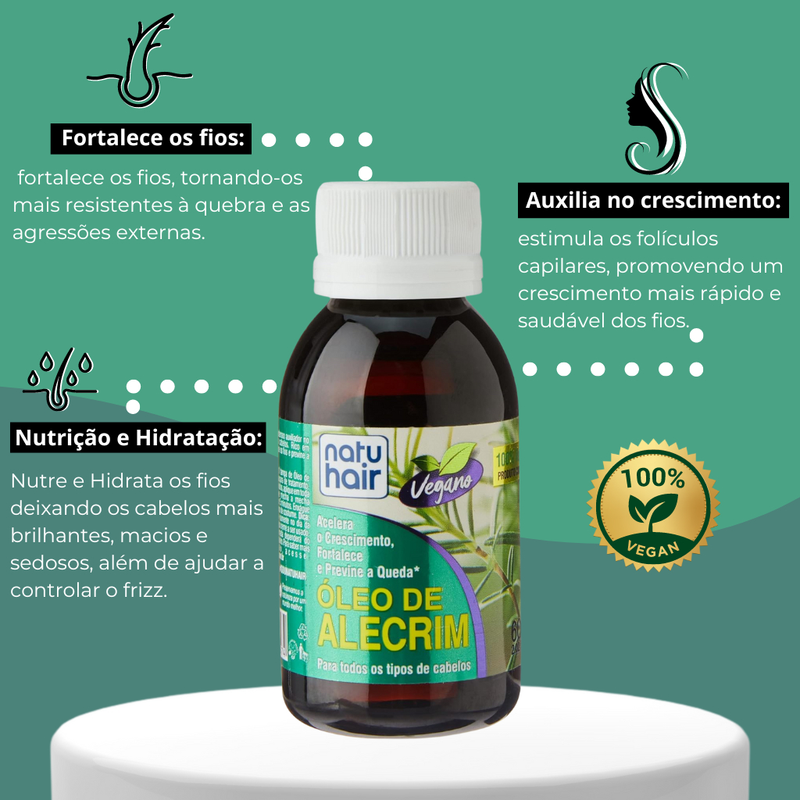 Kit Terapia Capilar Óleo de Coco + Rícino + Alecrim Natuhair 60ml