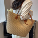 Bolsa de palha de grande capacidade para férias casuais praia portátil nova moda bolsa de ombro tecida