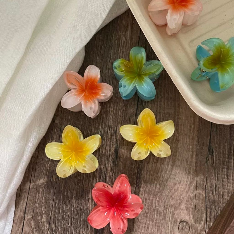 Kit 3-12 Pcs Presilha Piranha Flor De Cabelo Mini Pequeno Acrilico 4cm Verão Aestheric Grampo Summer Praia
