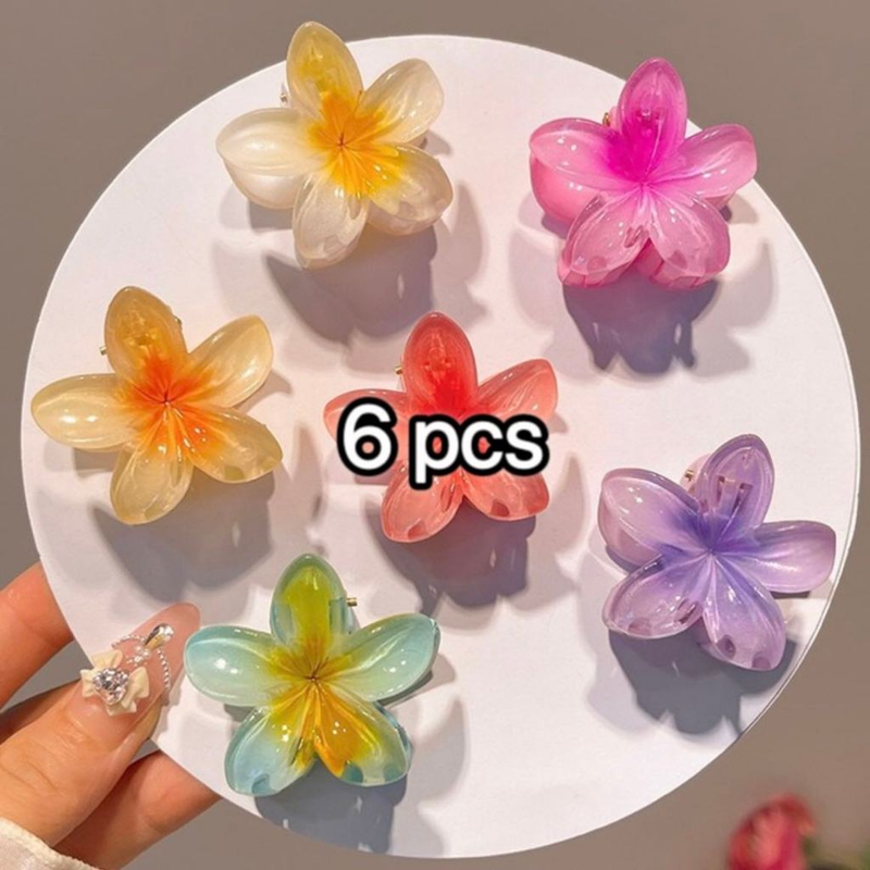 Kit 3-12 Pcs Presilha Piranha Flor De Cabelo Mini Pequeno Acrilico 4cm Verão Aestheric Grampo Summer Praia