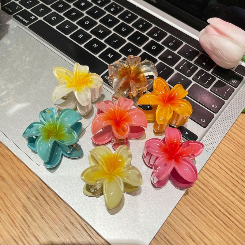 Kit 3-12 Pcs Presilha Piranha Flor De Cabelo Mini Pequeno Acrilico 4cm Verão Aestheric Grampo Summer Praia