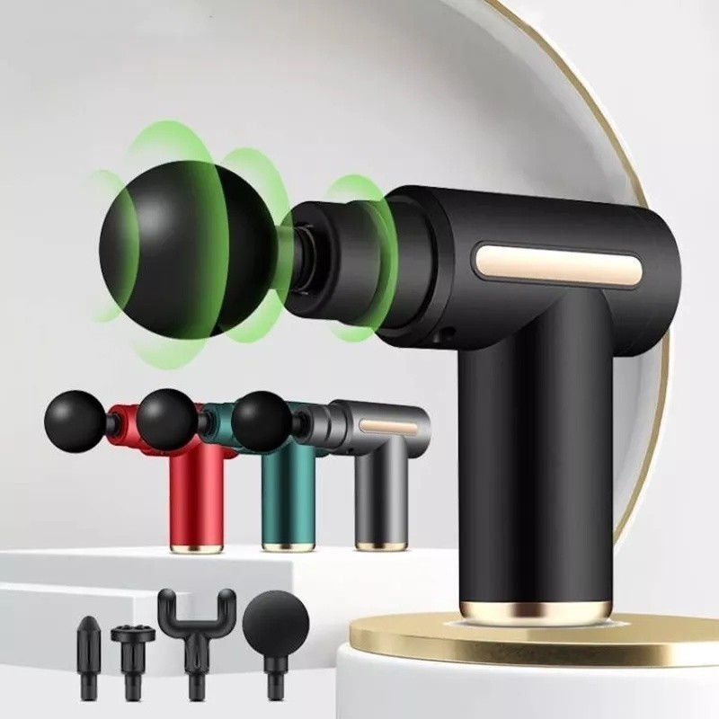 Pistola de massagem elétrica: potência e alívio nos tecidos profundos.