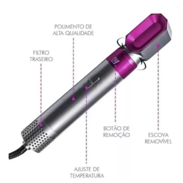 Airwrap Styler 5 em 1 secador de cabelo escova de ar quente modelador alisador de cabelo escova