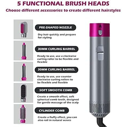 Airwrap Styler 5 em 1 secador de cabelo escova de ar quente modelador alisador de cabelo escova
