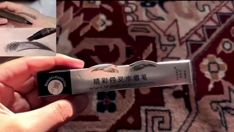 Caneta De Sobrancelha Semelhante A Cabelo De 4 Pontas-À Prova D'água , De Manchas E De Longa Duração Para Maquiagem Natu