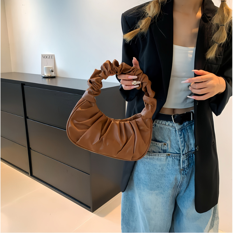 Saco de Nuvem Pregueado Moda Sólida Cor Simples Grande Capacidade Bolsa de Mão marisa