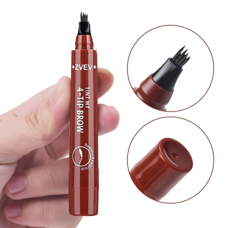Caneta De Sobrancelha Semelhante A Cabelo De 4 Pontas-À Prova D'água , De Manchas E De Longa Duração Para Maquiagem Natu