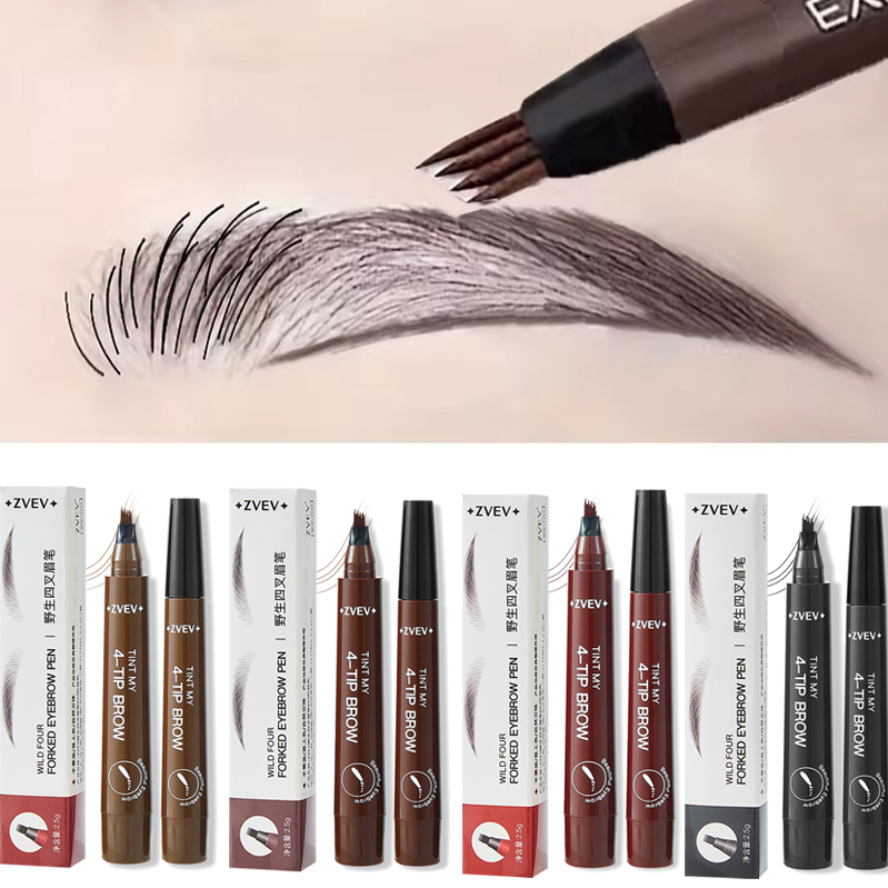Caneta De Sobrancelha Semelhante A Cabelo De 4 Pontas-À Prova D'água , De Manchas E De Longa Duração Para Maquiagem Natu